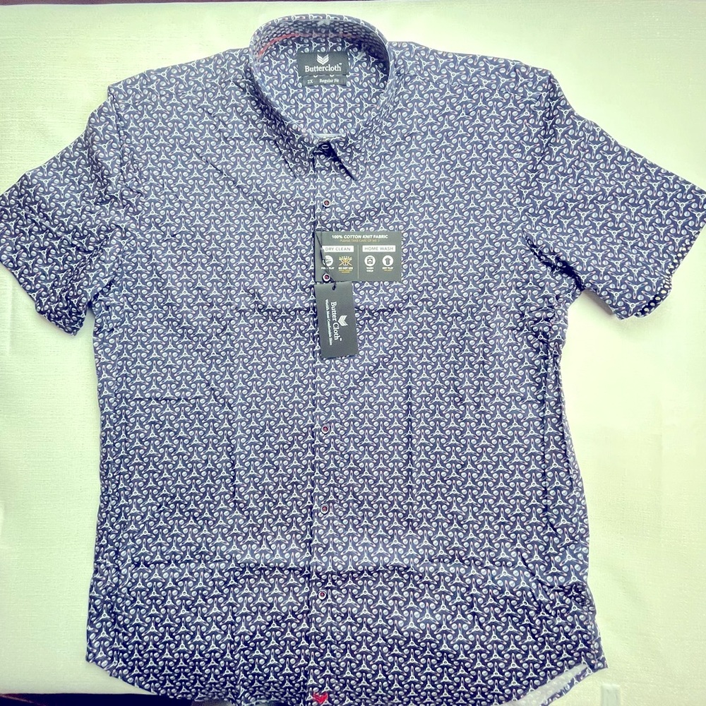 Shark Tank’s BUTTERCLOTH Men’s Blue, Short Sleeve, 2XL, Regular Fit